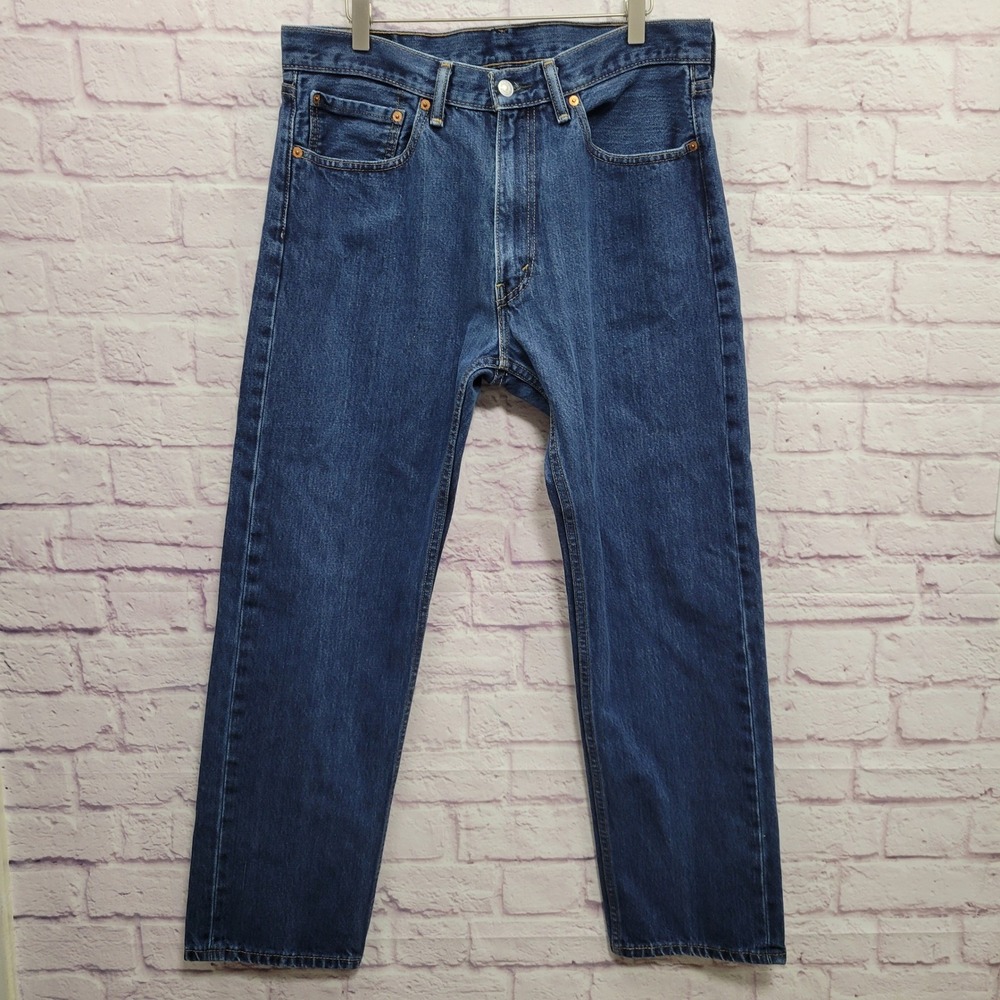 Levi's 505 Regular Fit Jeans Mens 36X32 Blue Denim Straight Leg Workwear Classic